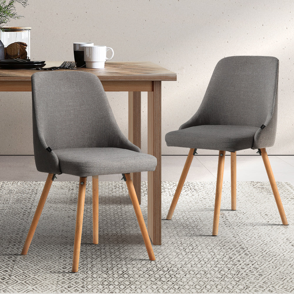 Elite Living Dining Chairs Fabric Grey Set of 2 Kalmar