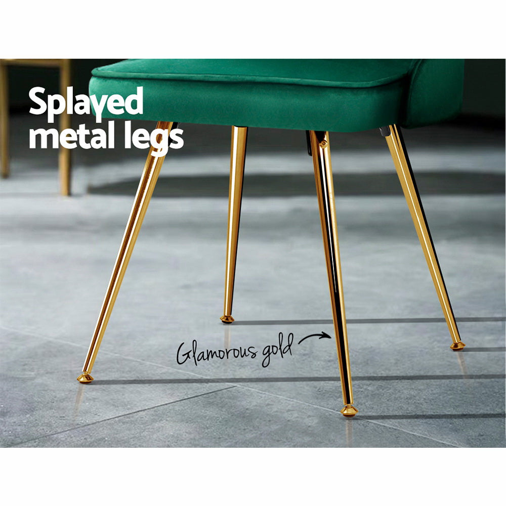 Elite Living Dining Chairs Velvet Green Set of 2 Nappa