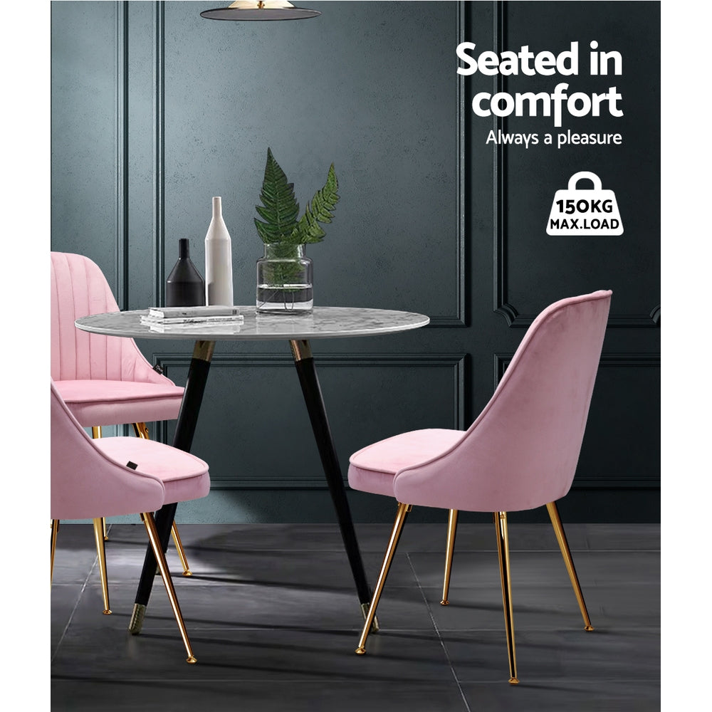Elite Living Dining Chairs Velvet Pink Set of 2 Nappa