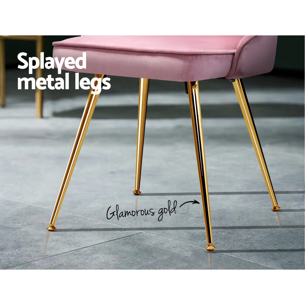 Elite Living Dining Chairs Velvet Pink Set of 2 Nappa