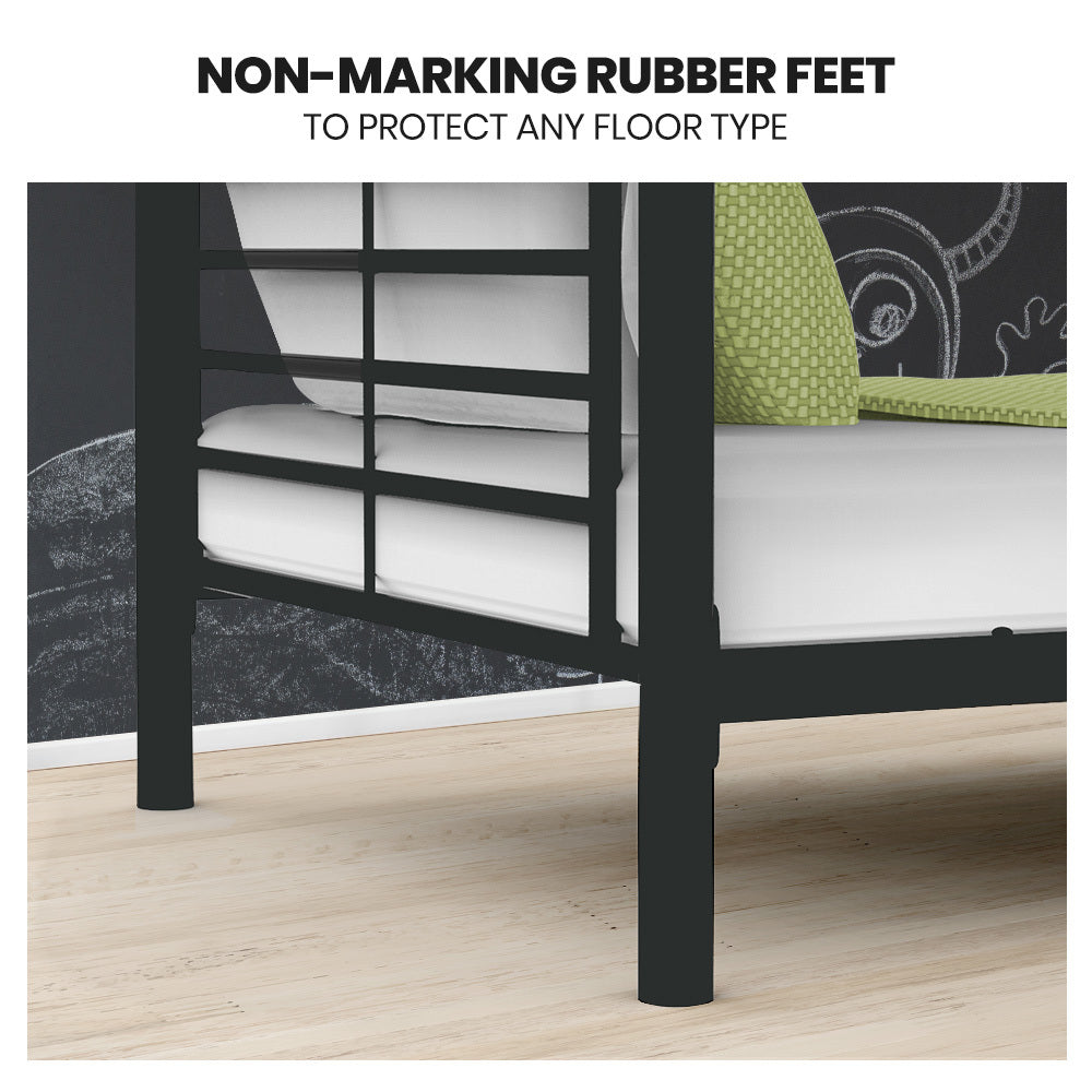 Single Size Slumber 2in1 Metal Bunk Bed Frame, with Modular Design, Dark Matte Grey