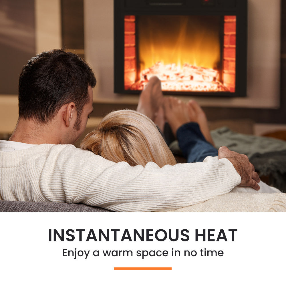 65cm Electric Fireplace Heater Wall Mounted 1800W Stove with Log Flame Effect