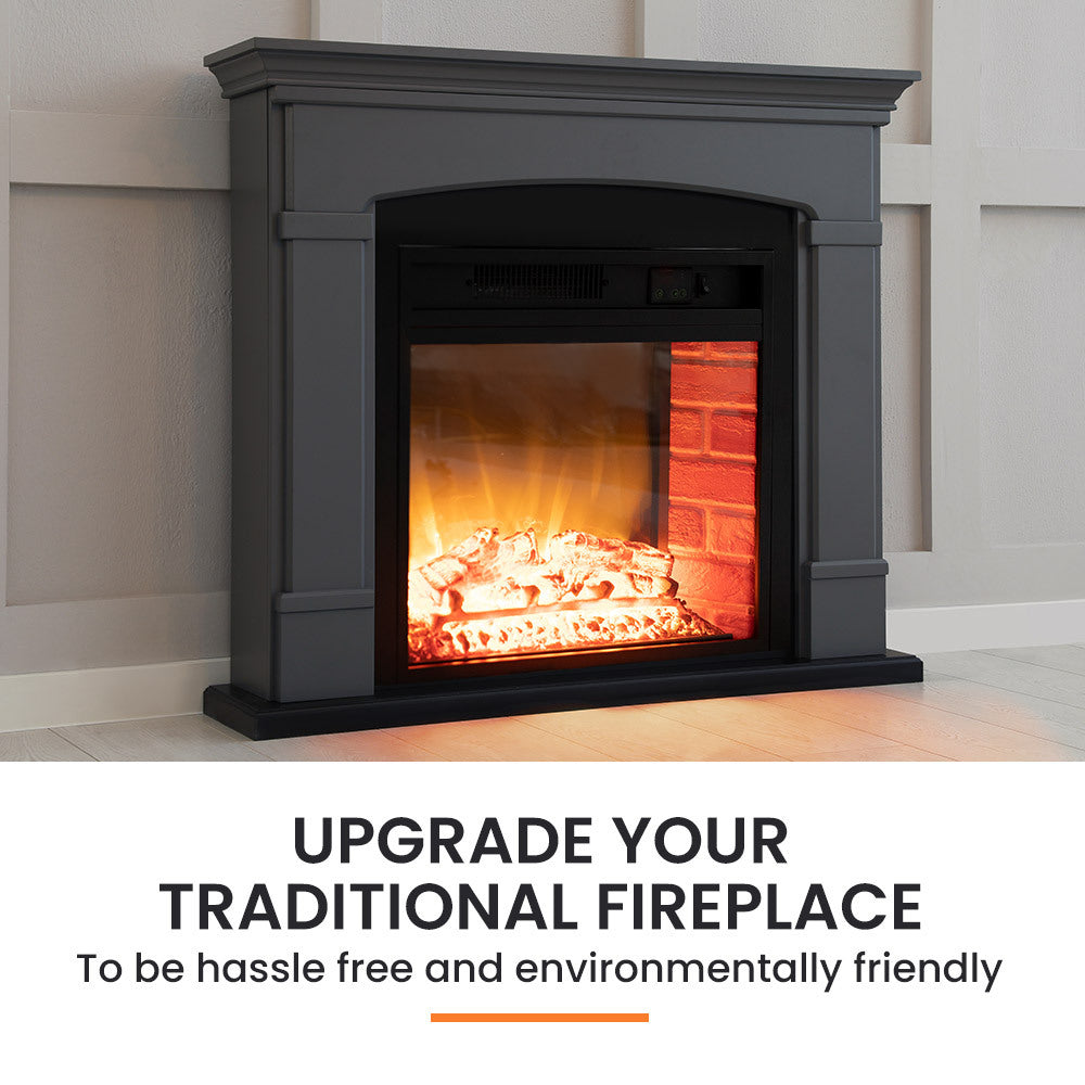65cm Electric Fireplace Heater Wall Mounted 1800W Stove with Log Flame Effect