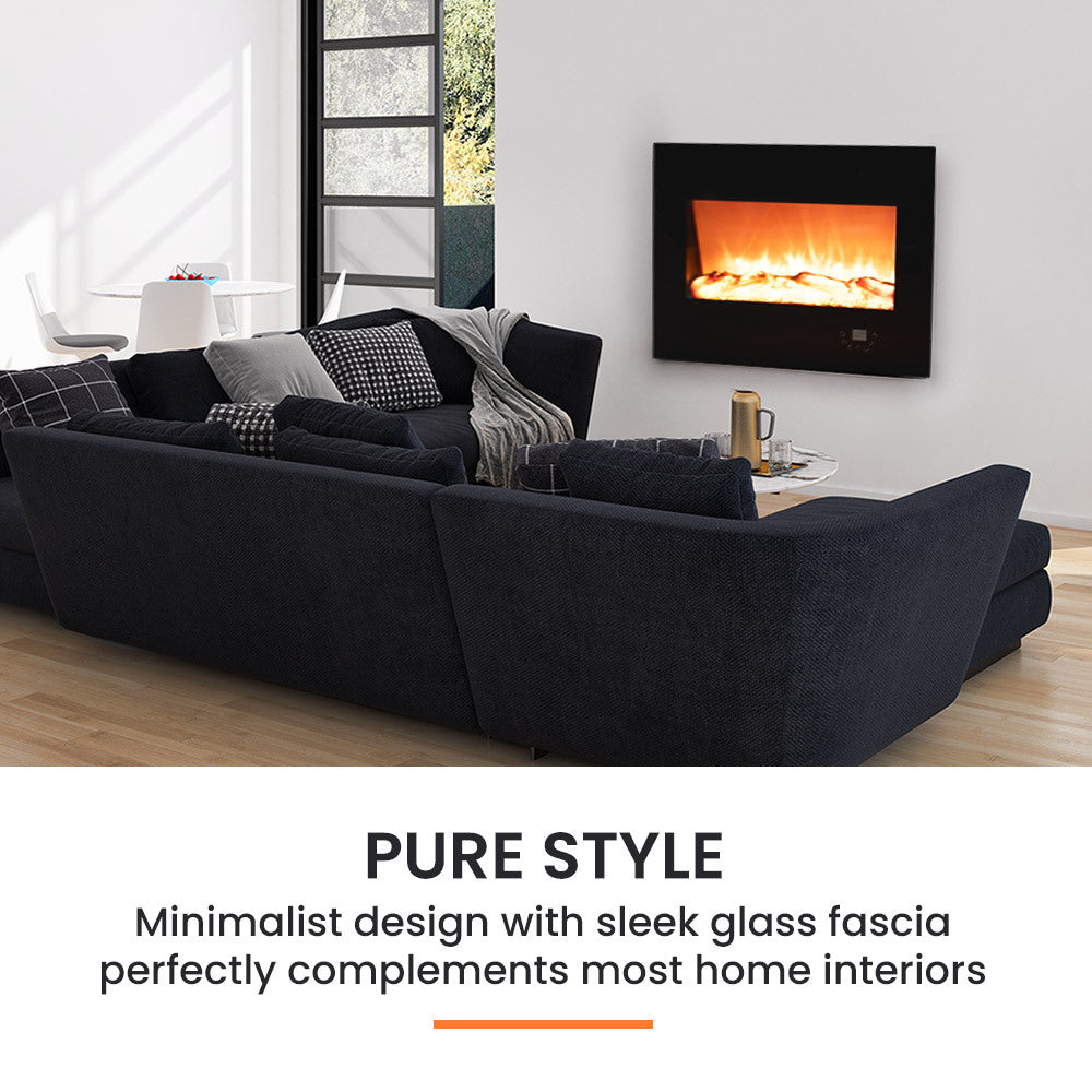 80cm Wall Mounted Electric Fireplace Heater with Flame Effect Options