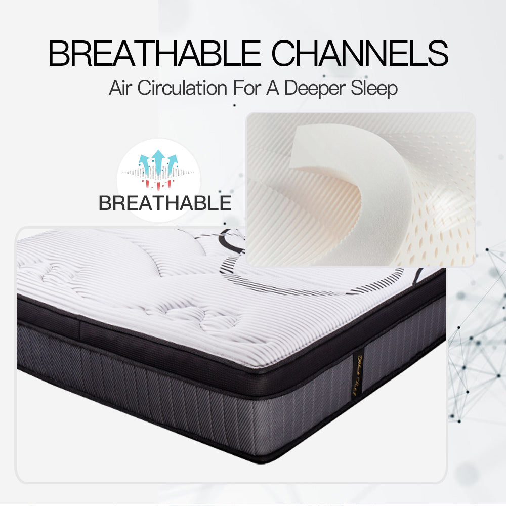 Double Size Slumber Mattress Bed Euro Top Pocket Spring Firm Bedding Foam 34CM