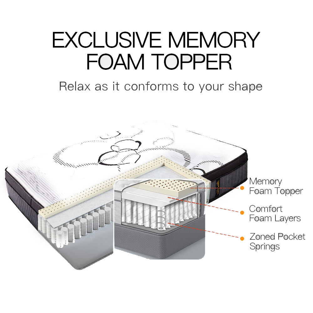 King Size Slumber Mattress Bed Euro Top Pocket Spring Firm Bedding Foam 34CM