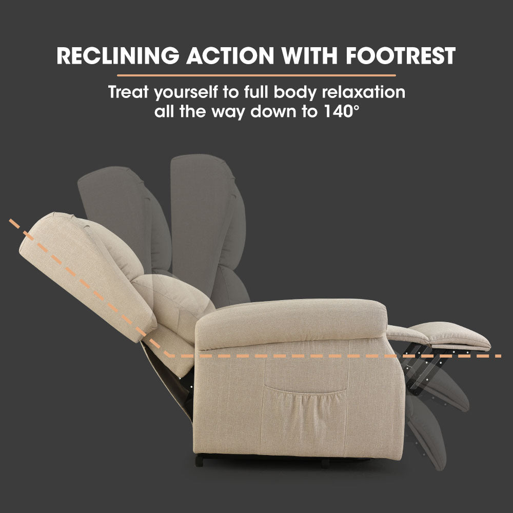 Electric Recliner Lift Heat Chair for Elderly, Massage, Heat Therapy, Aged Care, Beige