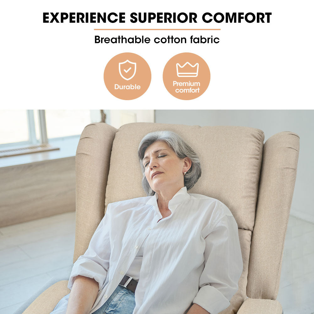 Electric Recliner Lift Heat Chair for Elderly, Massage, Heat Therapy, Aged Care, Beige