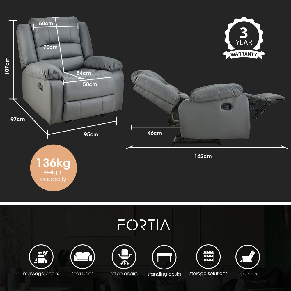 Luxury Recliner Chair, Grey