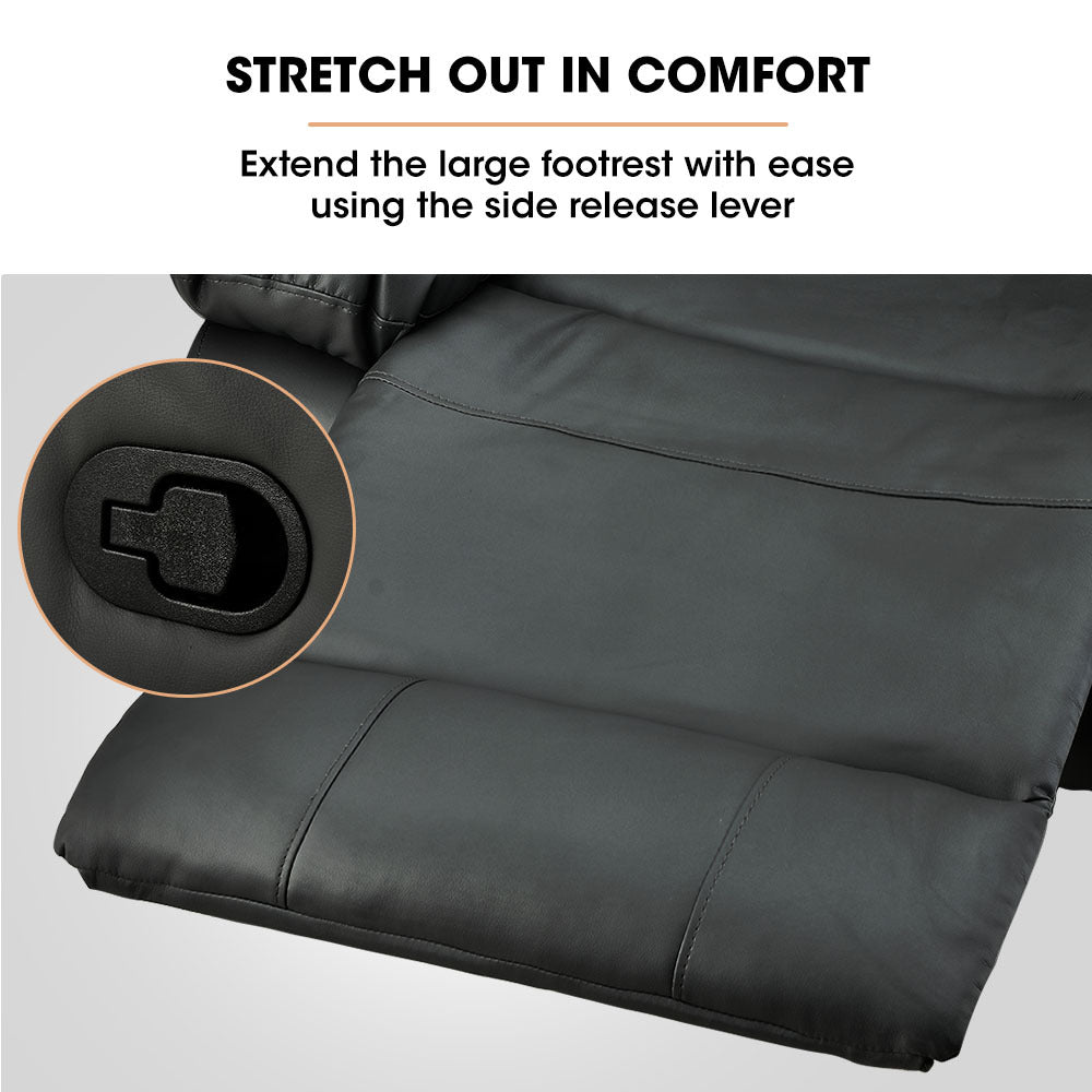 Luxury Recliner Faux Leather Chair Lounge Sofa Couch, Black