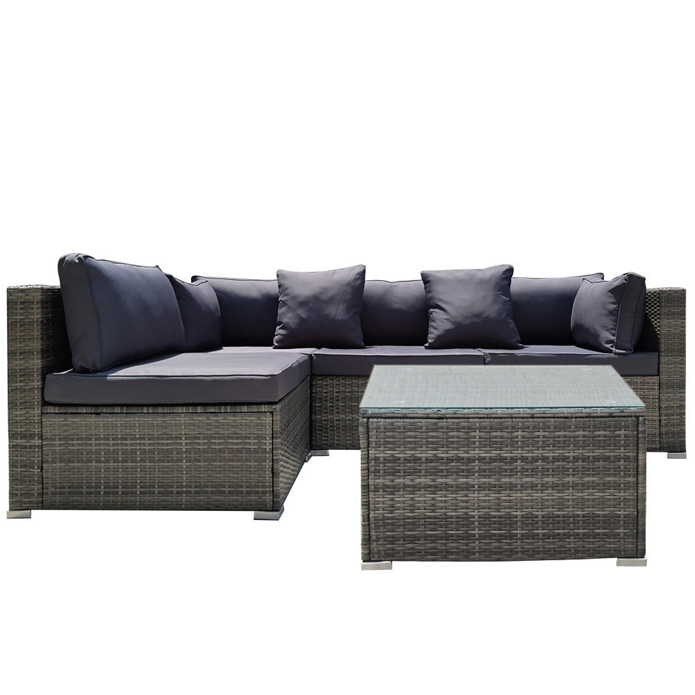 5 Piece 4 Seater Outdoor Modular Lounge Setting with Coffee Table, Grey