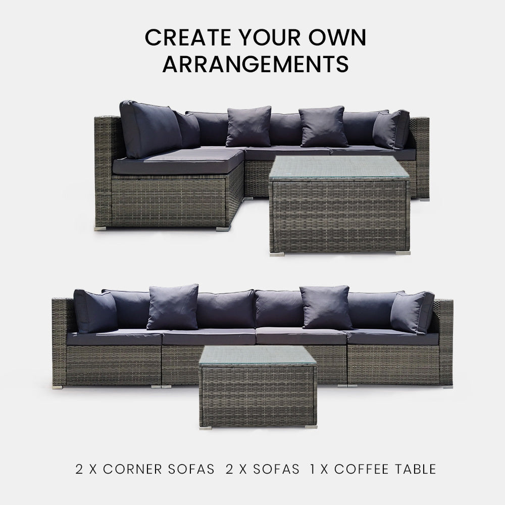 5 Piece 4 Seater Outdoor Modular Lounge Setting with Coffee Table, Grey