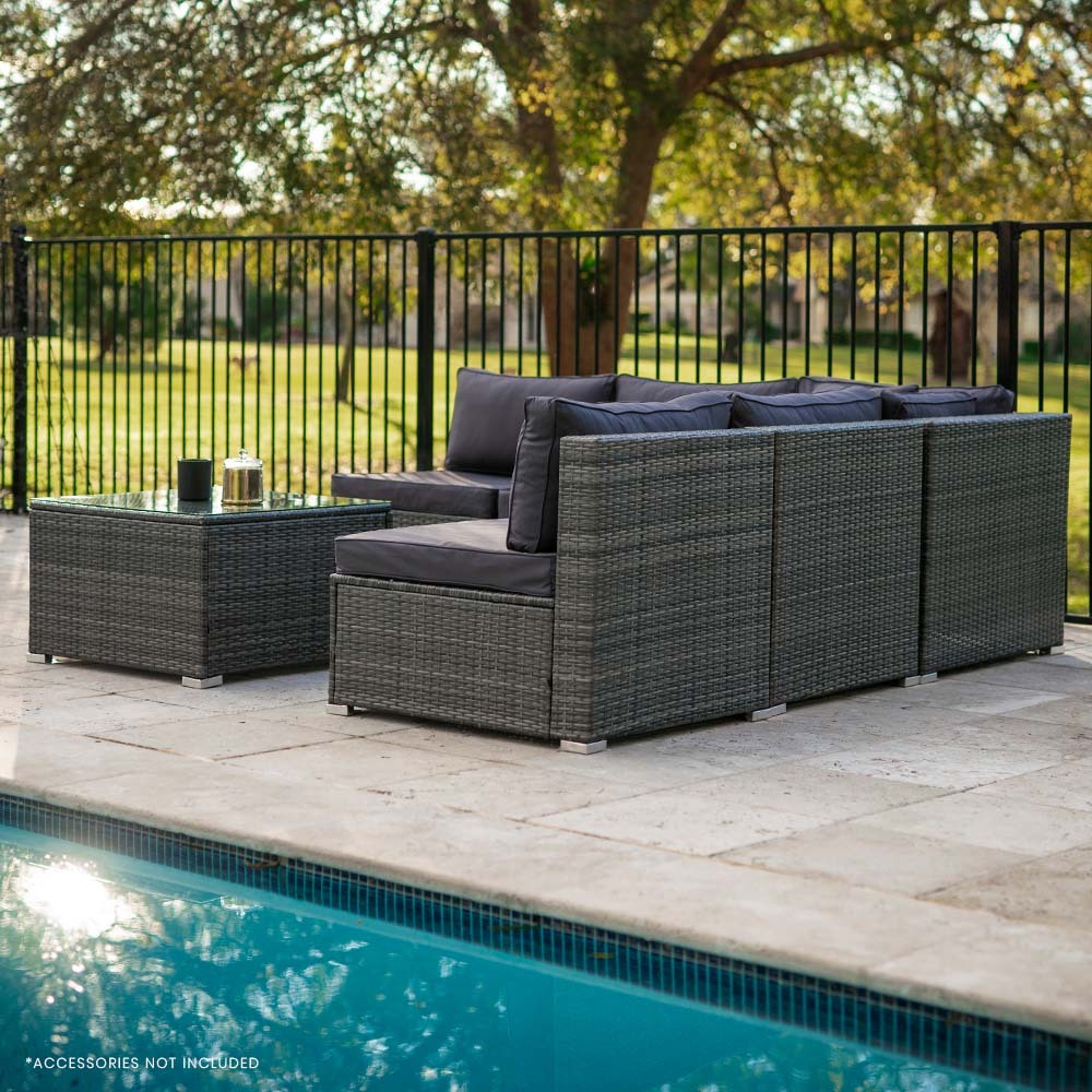 5 Seater Modular Outdoor Setting Lounge with Coffee Table, Grey