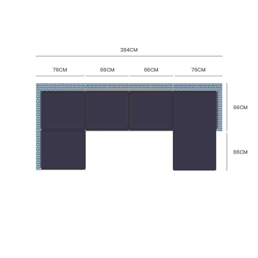 6 Seater Modular Outdoor Lounge Setting with Ottoman, Grey