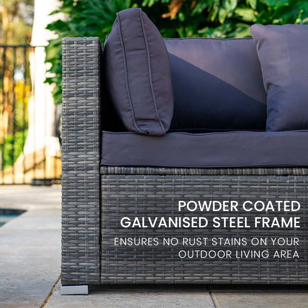 6 Seater Modular Outdoor Lounge Setting with Ottoman, Grey