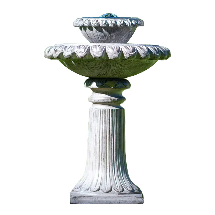 Solar Powered Water Feature Fountain Bird Bath with Lighting Light Grey