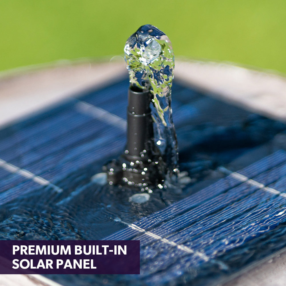 Solar Powered Water Feature Fountain Bird Bath with Lighting Light Grey