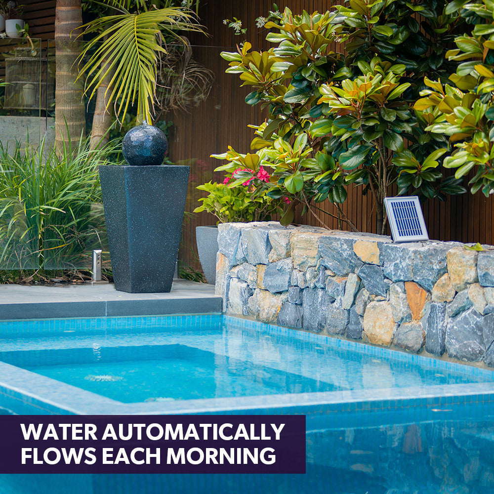Contemporary Solar Powered Water Feature Fountain with LED Lights - Dark Grey
