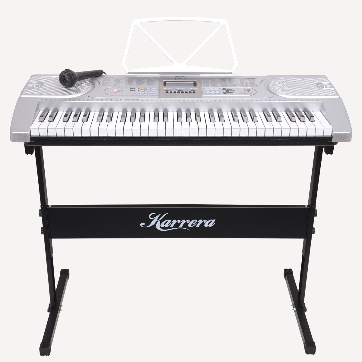 61 Keys Electronic Keyboard Piano with Stand - Silver