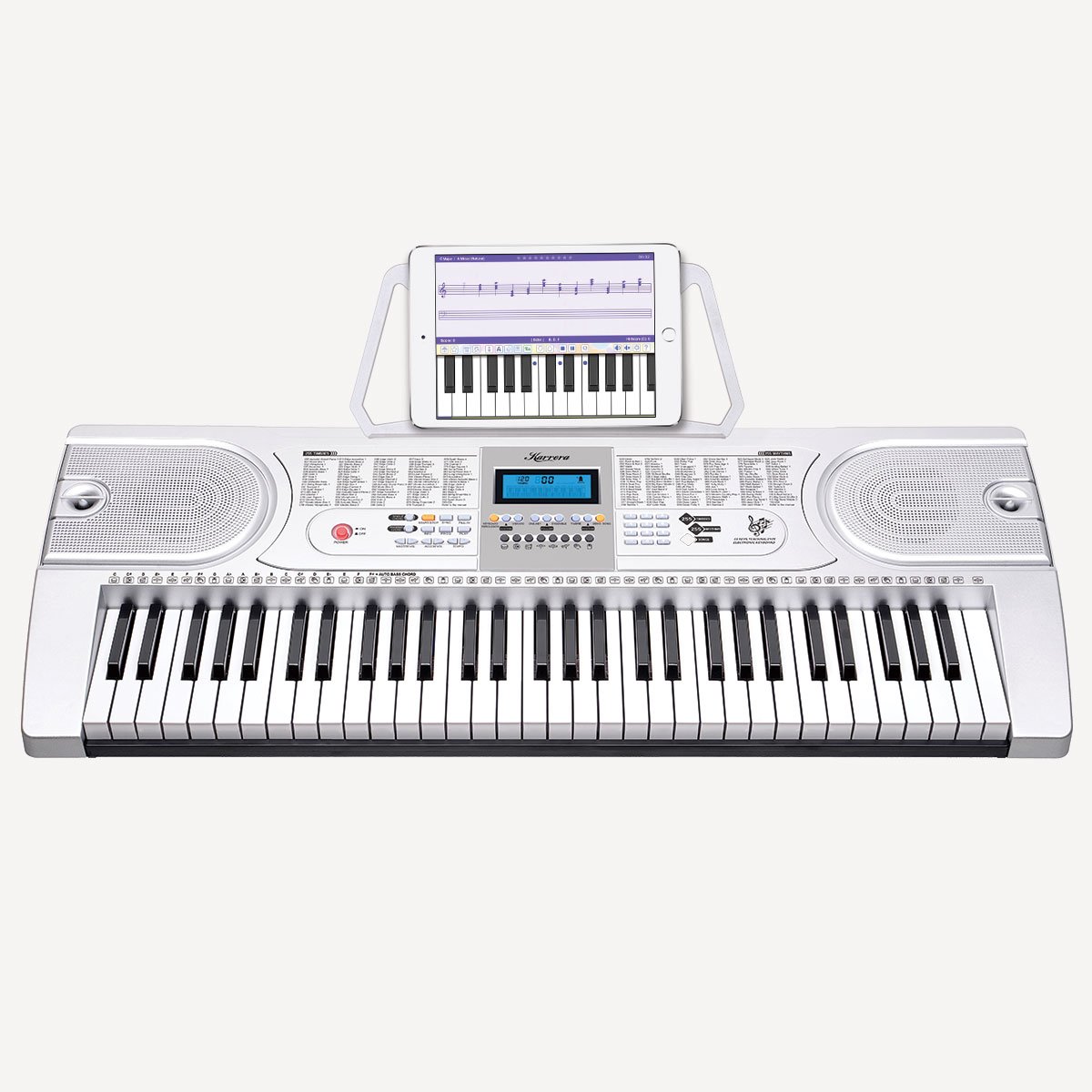 61 Keys Electronic Keyboard Piano with Stand - Silver