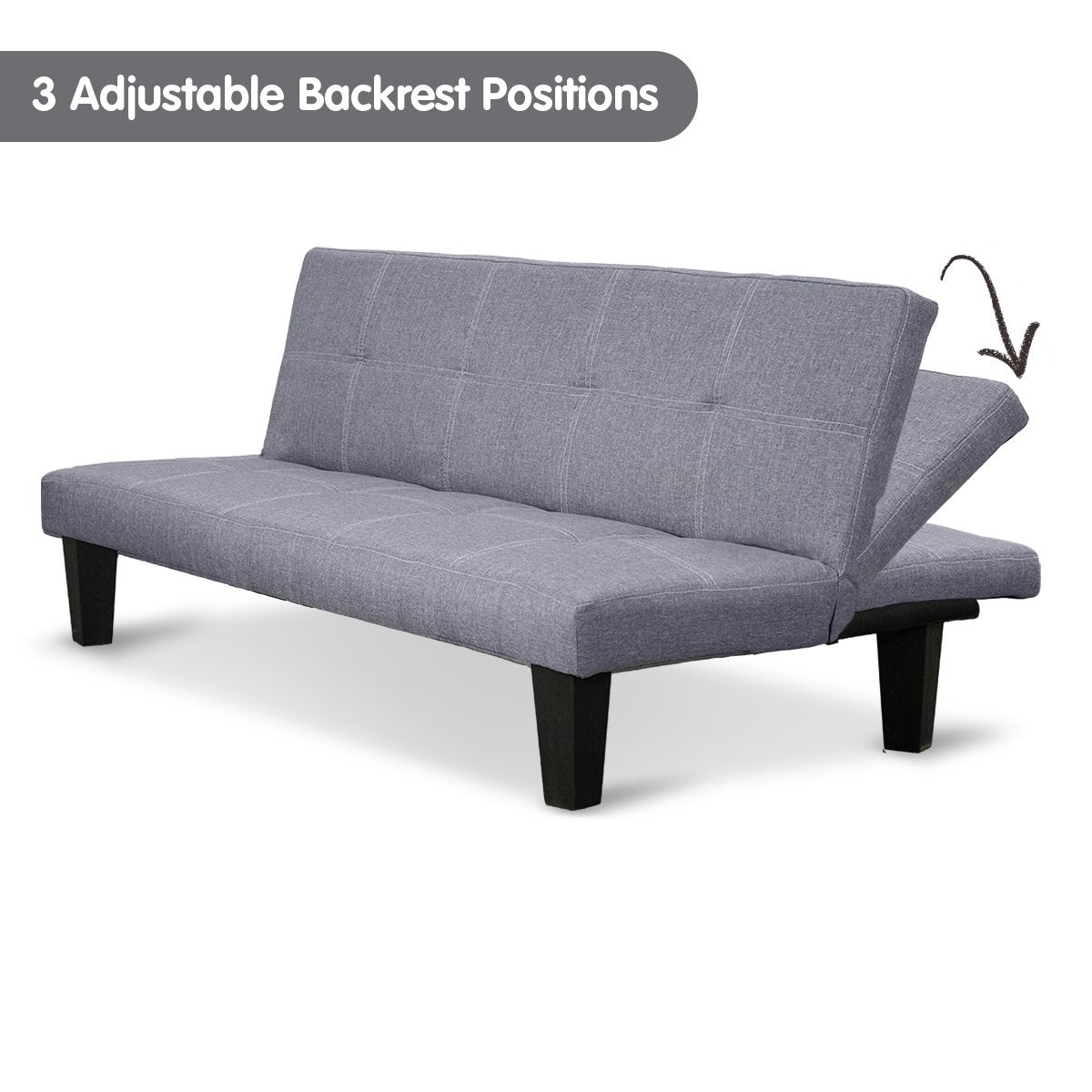 2 Seat Sofa Bed Lounge Couch Futon Furniture Seat Adjustable Suite Dark Grey