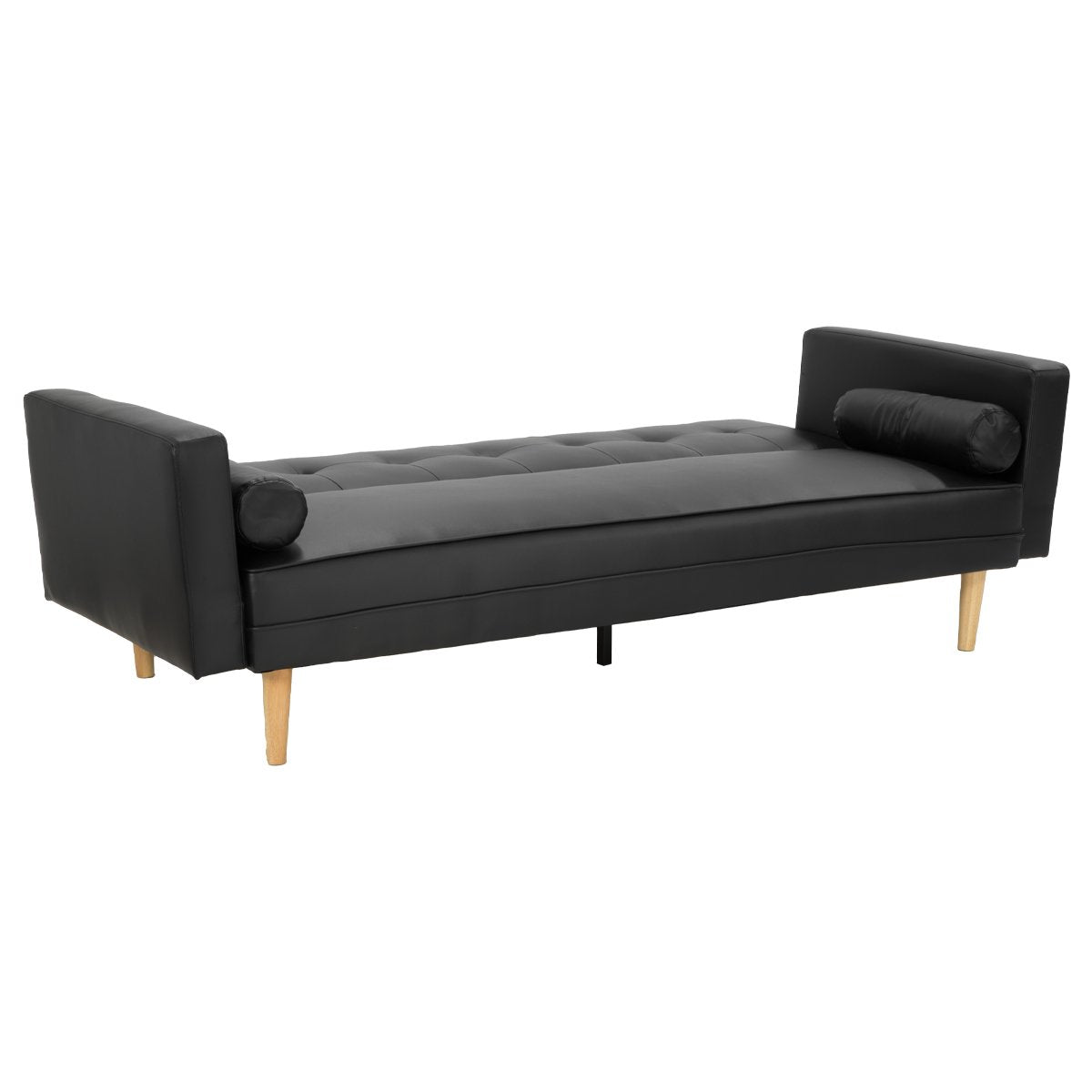 3 Seater Madison Faux Leather Sofa Bed Lounge Couch Futon Furniture Home Suite - Black