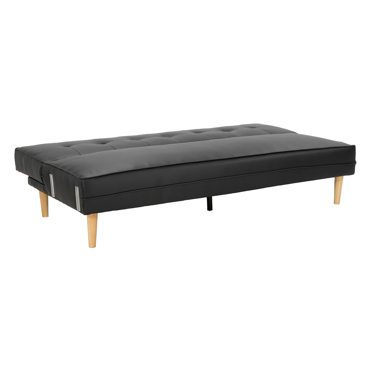 3 Seater Madison Faux Leather Sofa Bed Lounge Couch Futon Furniture Home Suite - Black