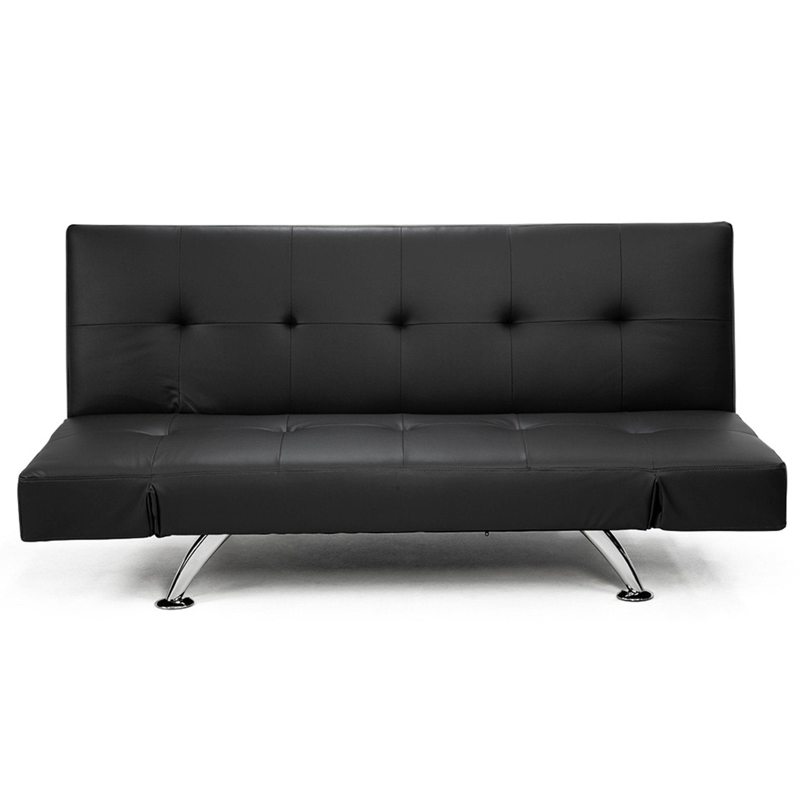 2 Seat Sofa Bed Faux Leather Lounge Couch Futon Furniture Adjustable Suite Bk