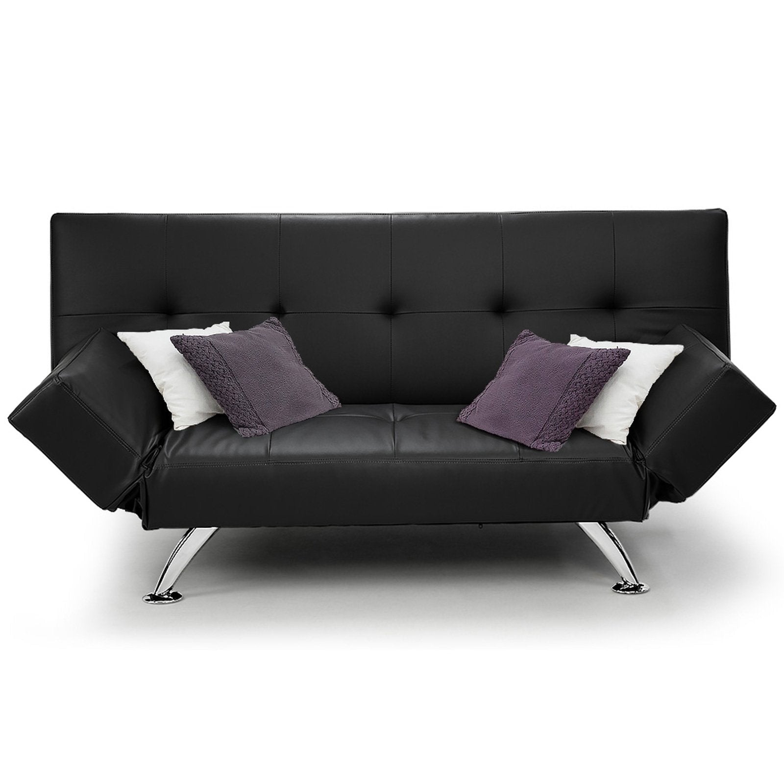 2 Seat Sofa Bed Faux Leather Lounge Couch Futon Furniture Adjustable Suite Bk