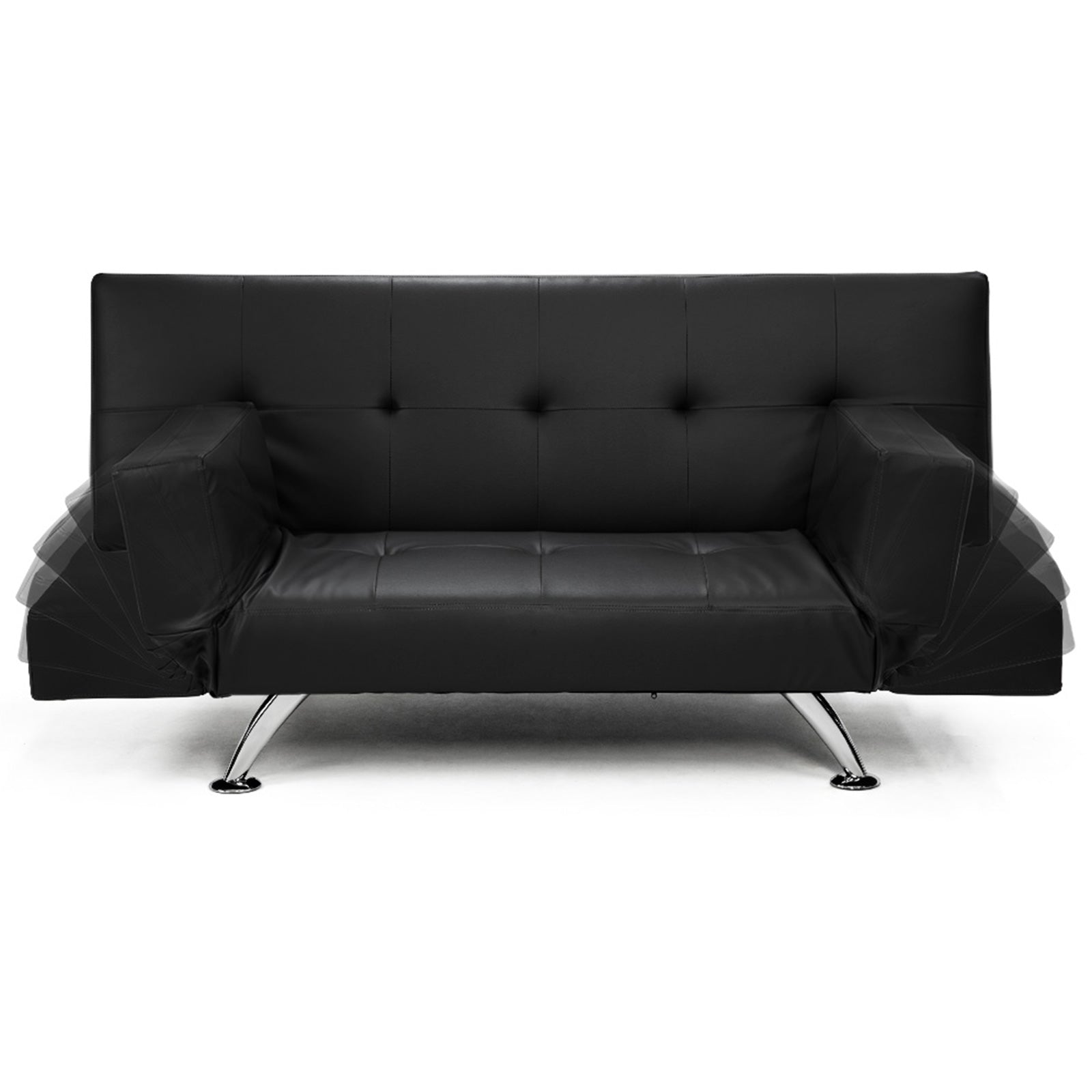 2 Seat Sofa Bed Faux Leather Lounge Couch Futon Furniture Adjustable Suite Bk