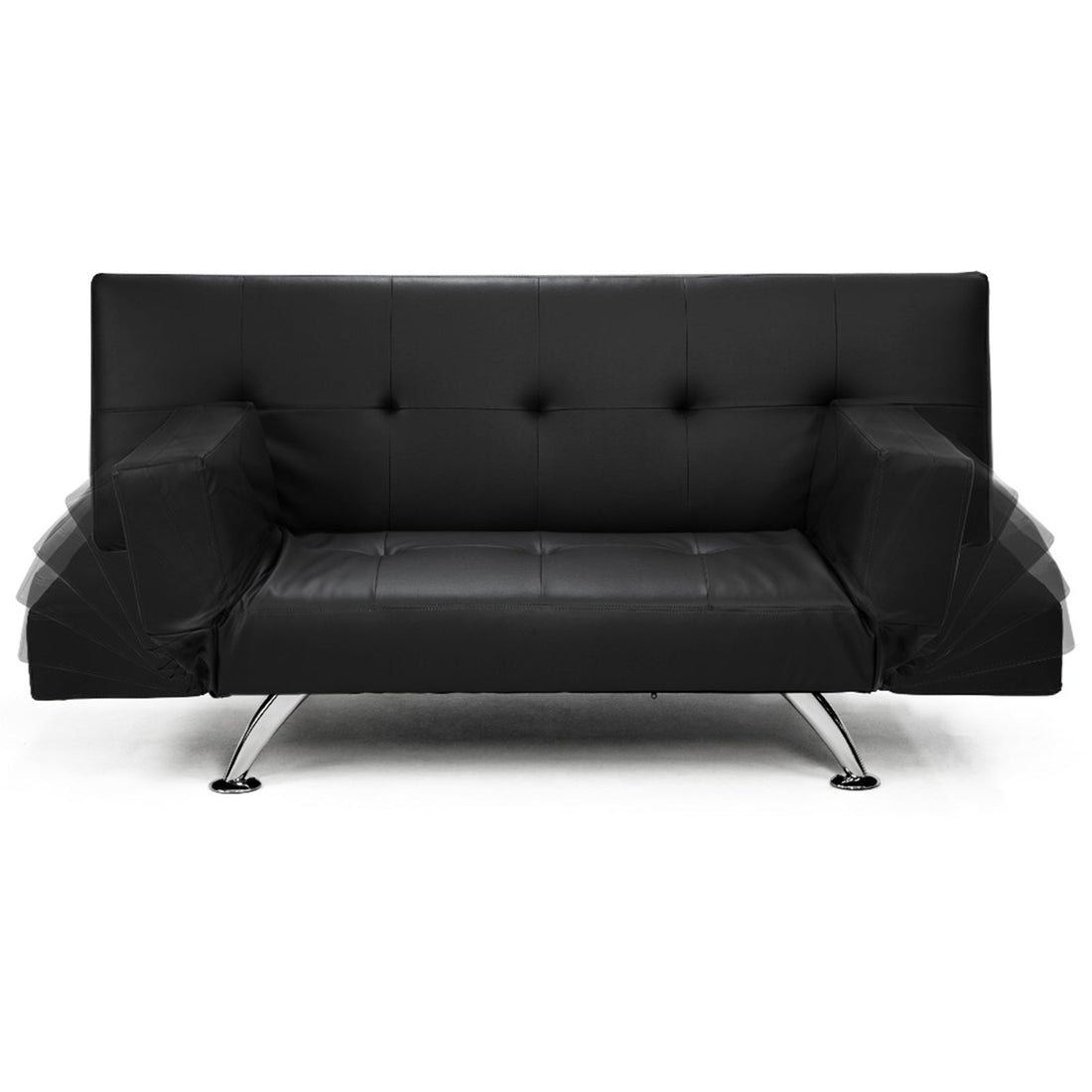 2 Seat Sofa Bed Faux Leather Lounge Couch Futon Furniture Adjustable Suite Bk