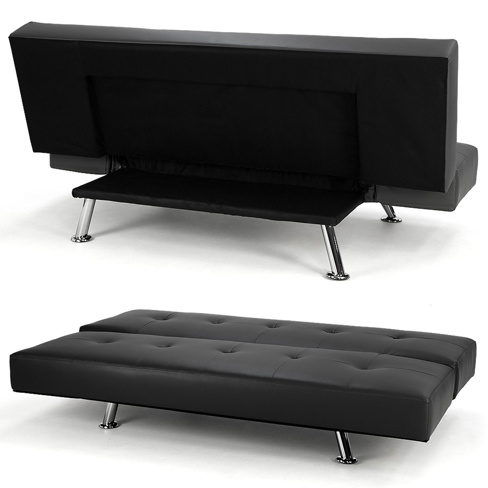 2 Seat Sofa Bed Faux Leather Lounge Couch Futon Furniture Adjustable Suite Bk