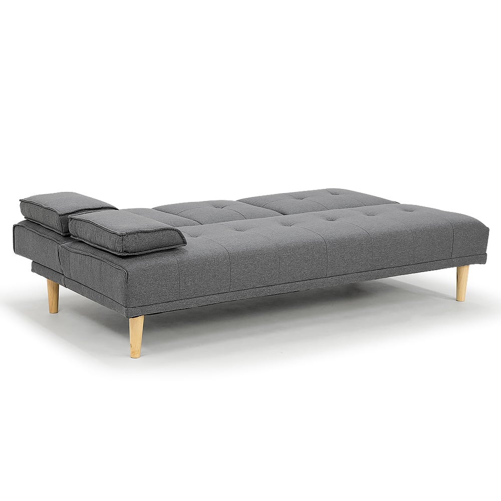 2 Seat Rochester Linen Fabric Sofa Bed Lounge Couch Futon Furniture Suite - Dark Grey