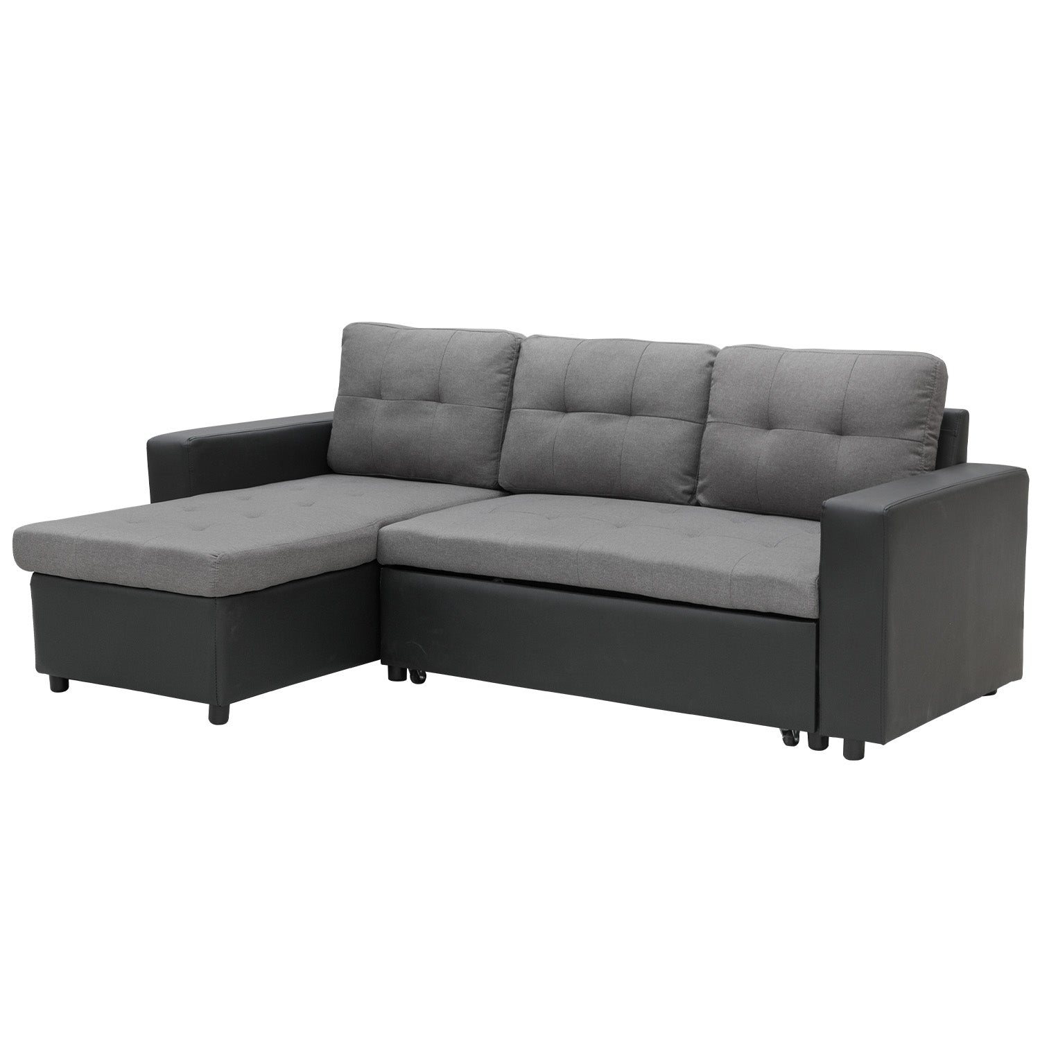 3 Seat Corner Sofa Linen Lounge Couch L-shaped Modular Furniture Home Chaise Grey