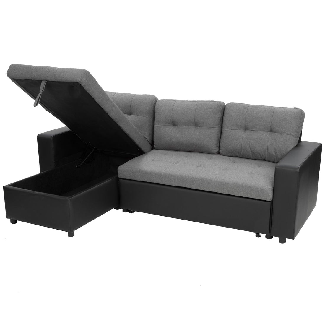 3 Seat Corner Sofa Linen Lounge Couch L-shaped Modular Furniture Home Chaise Grey