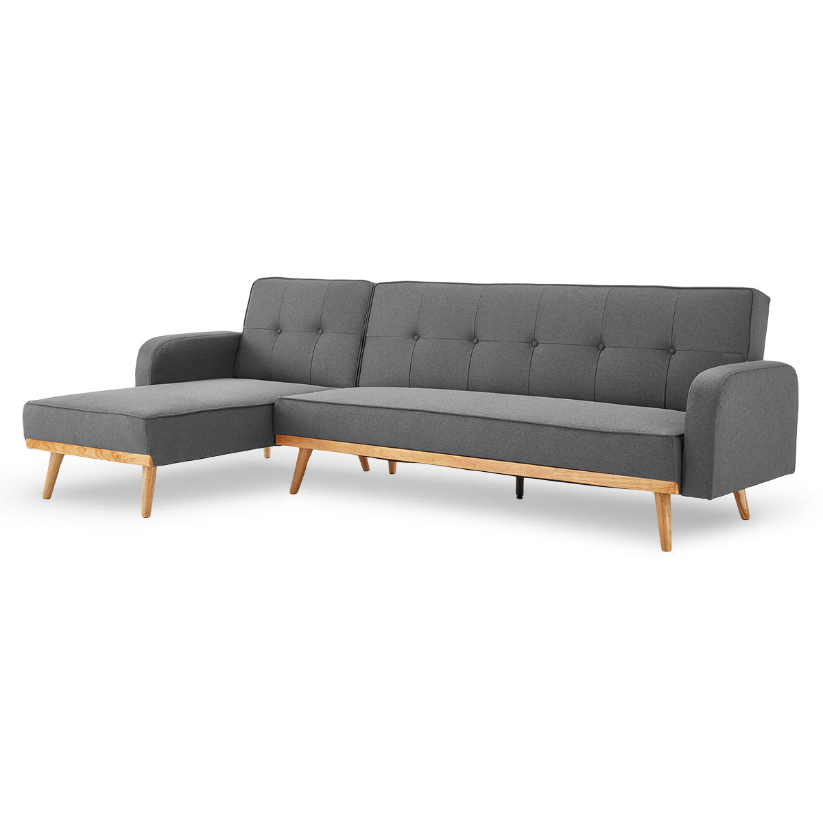 3-Seater Corner Sofa Bed with Chaise Lounge - Dark Grey