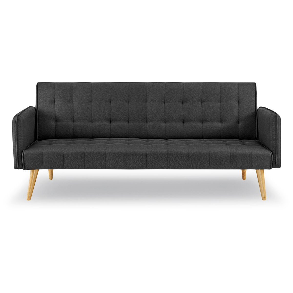 3 Seater Modular Linen Fabric Sofa Bed Couch - Black