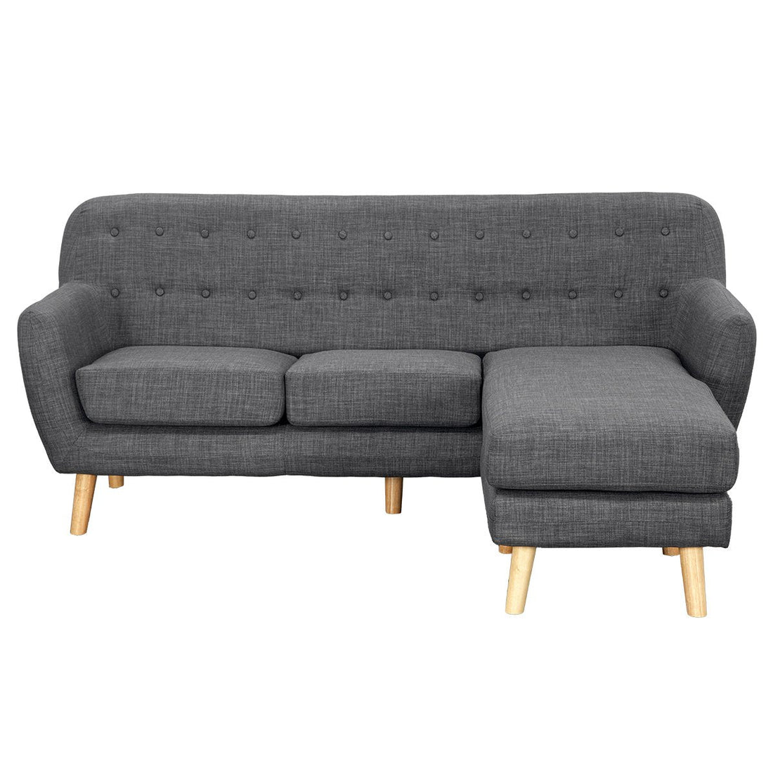 Linen Corner Sofa Couch Lounge L-shaped with Chaise - Dark Grey