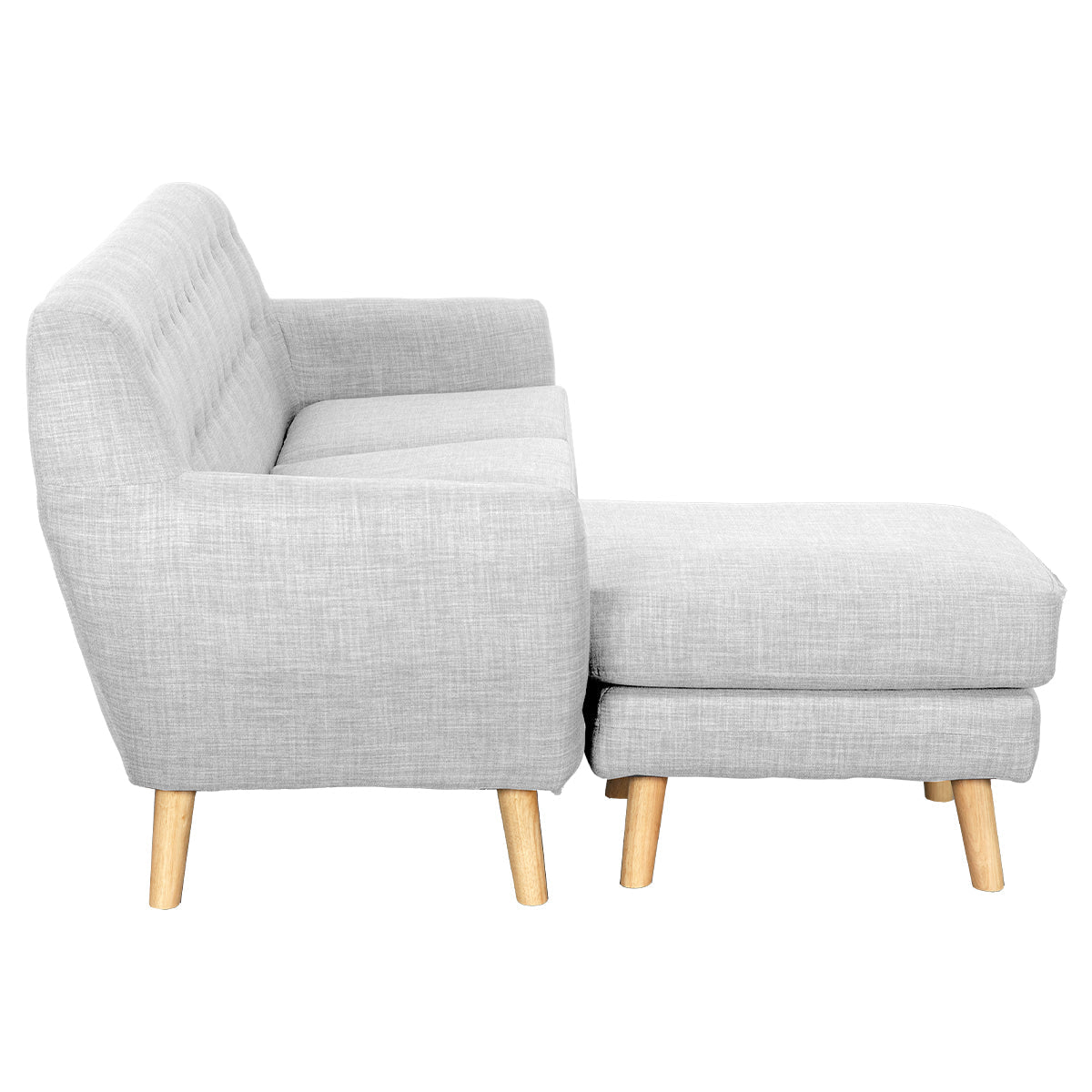 Linen Corner Sofa Lounge L-shaped w/ Chaise Light Grey