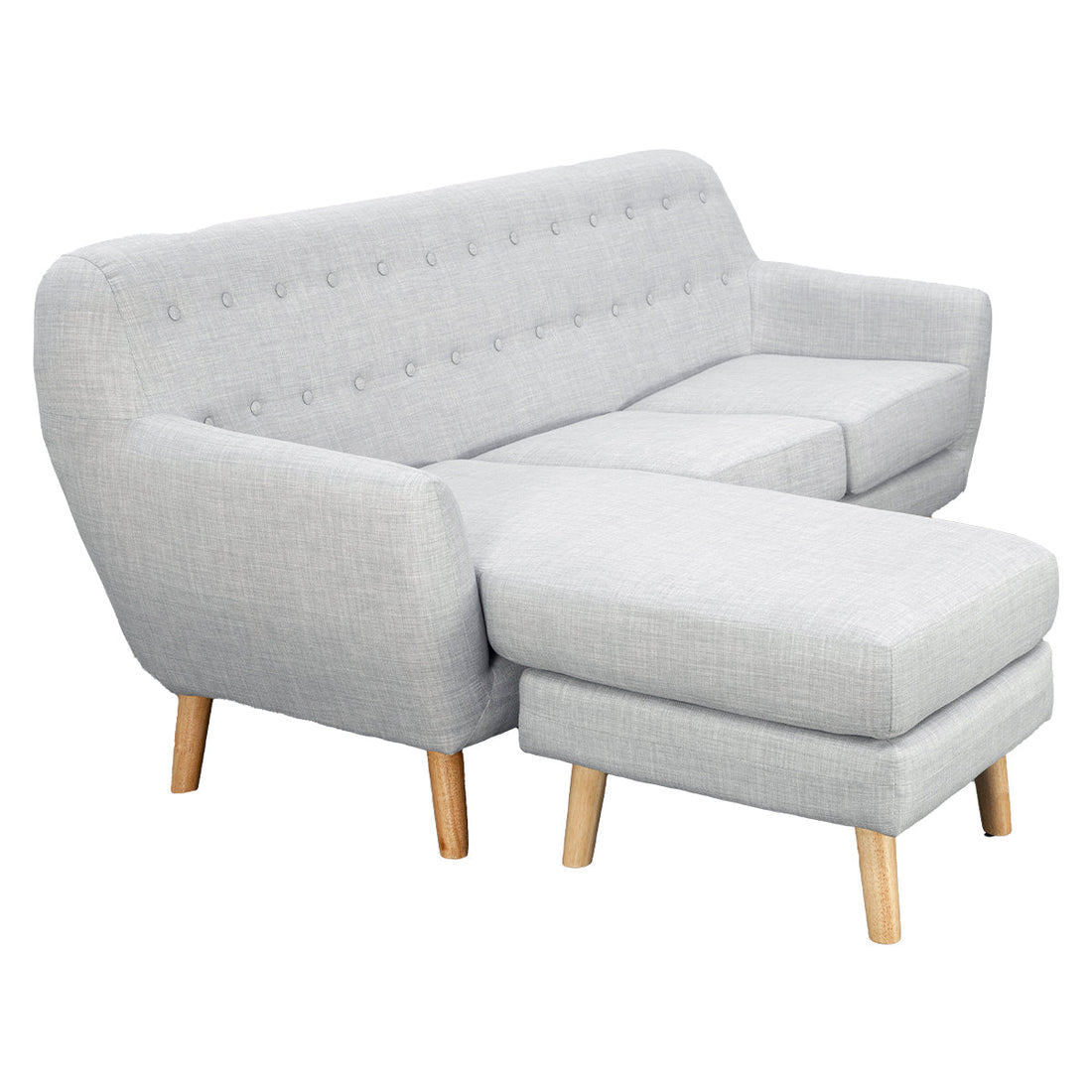 Linen Corner Sofa Lounge L-shaped w/ Chaise Light Grey