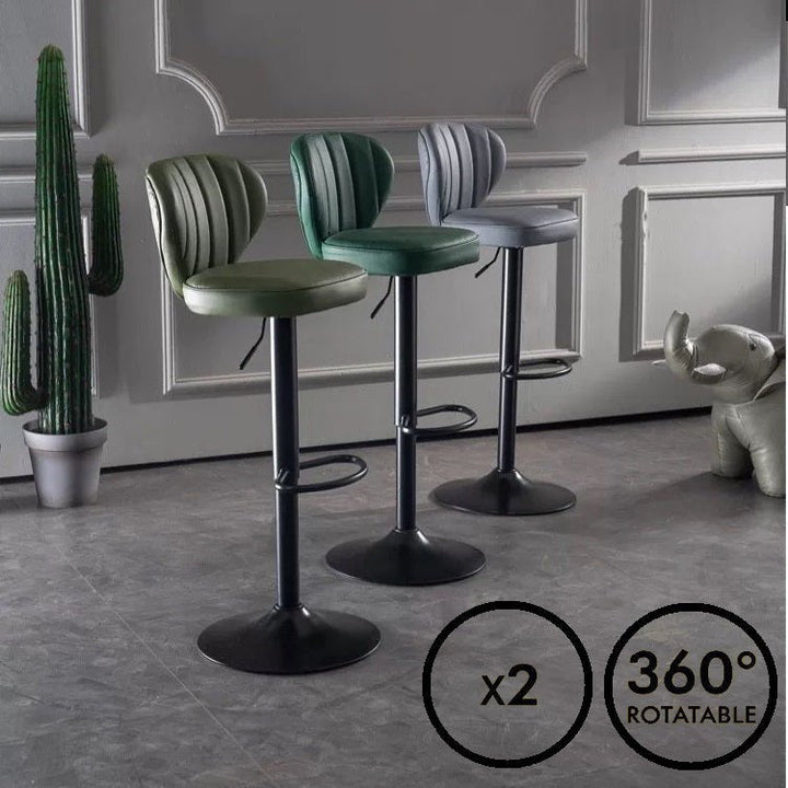 Bar Stools Kitchen Bar Stool Leather Barstools Swivel Gas Lift Counter Chairs x2