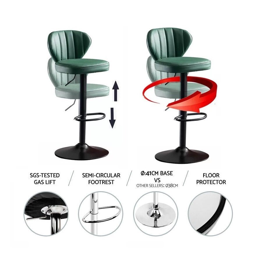 Bar Stools Kitchen Bar Stool Leather Barstools Swivel Gas Lift Counter Chairs x2