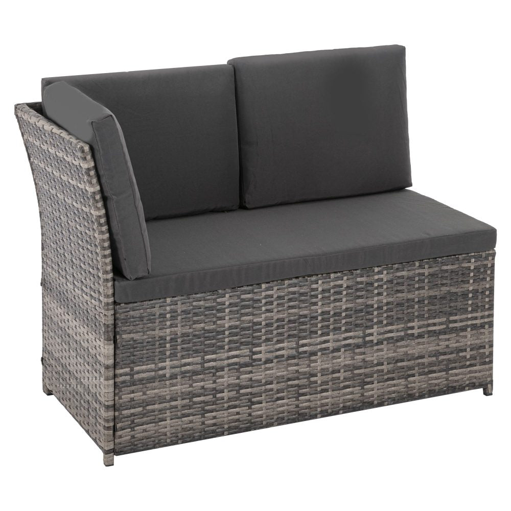 8-Seater Modular Outdoor Garden Lounge and Dining Set with Table and Stools in Dark Grey Weave