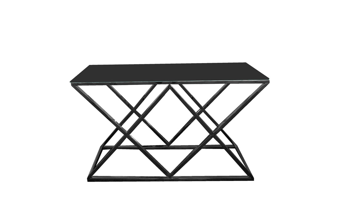 Alsea Console Table Black Base - Black Glass