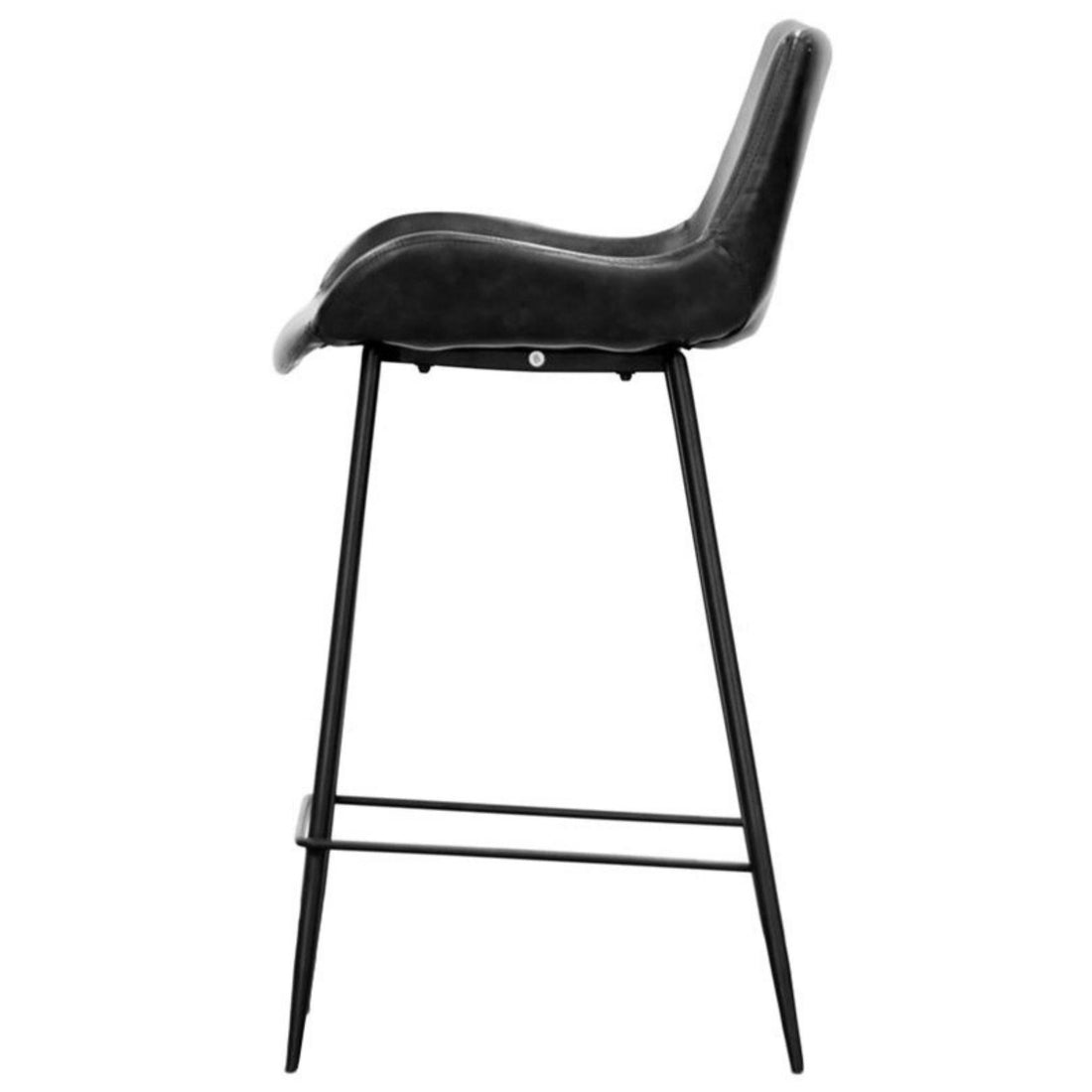 Set of 2 PU Leather Upholstered Bar Chair Metal Leg Stool Vintage Grey
