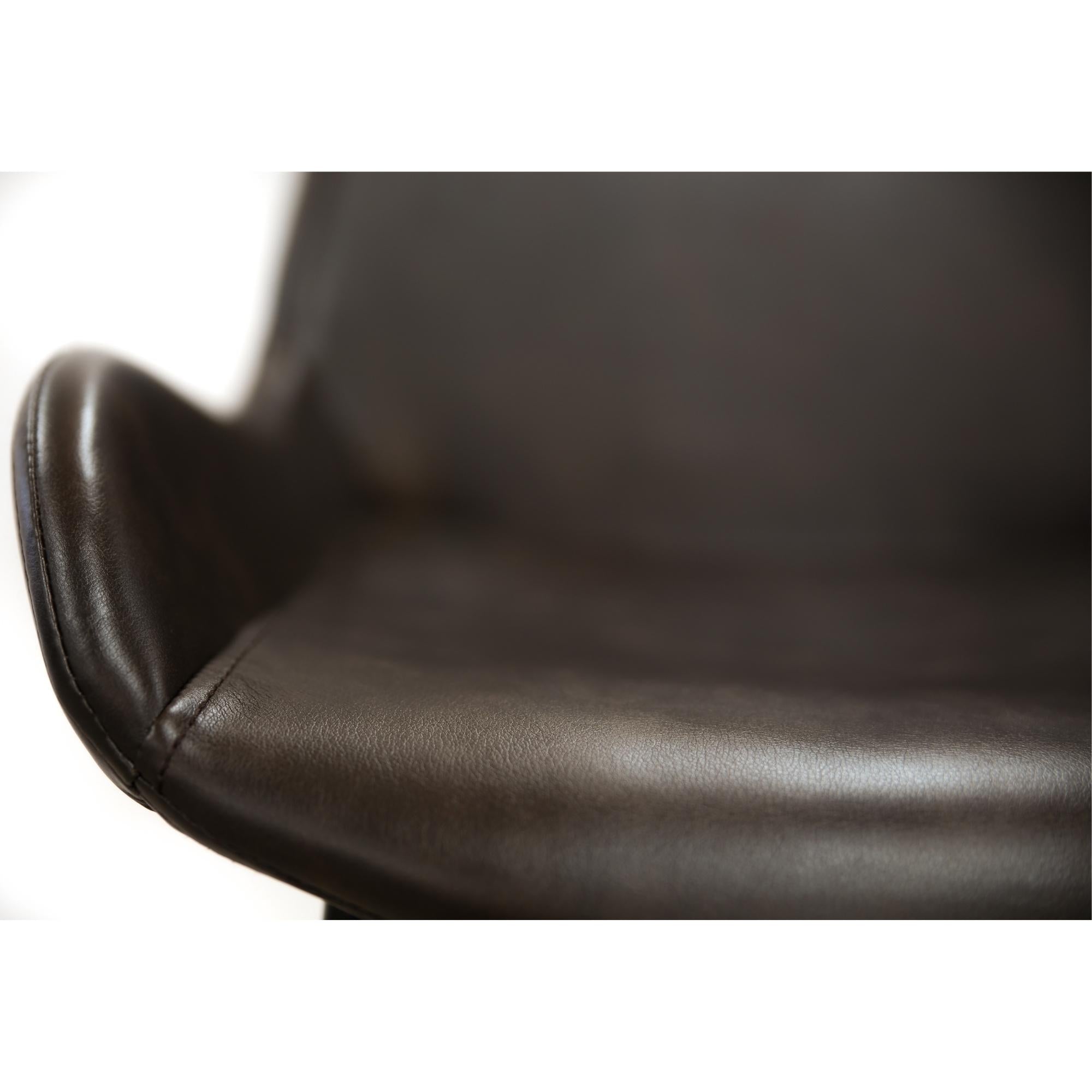 Set of 2 PU Leather Upholstered Bar Chair Metal Leg Stool - Brown