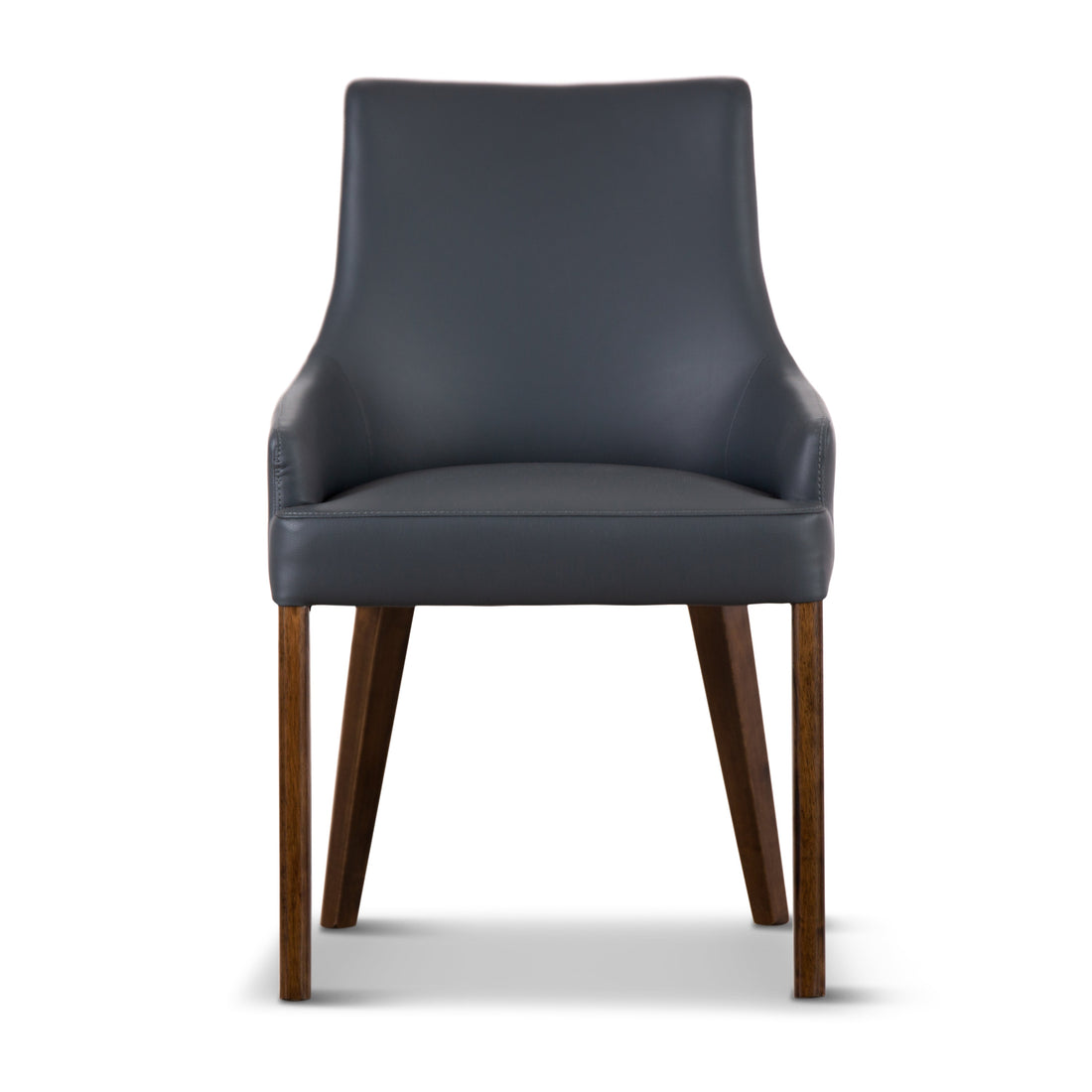 Set of 2 PU Leather Solid Acacia Wood Furniture Dark Grey