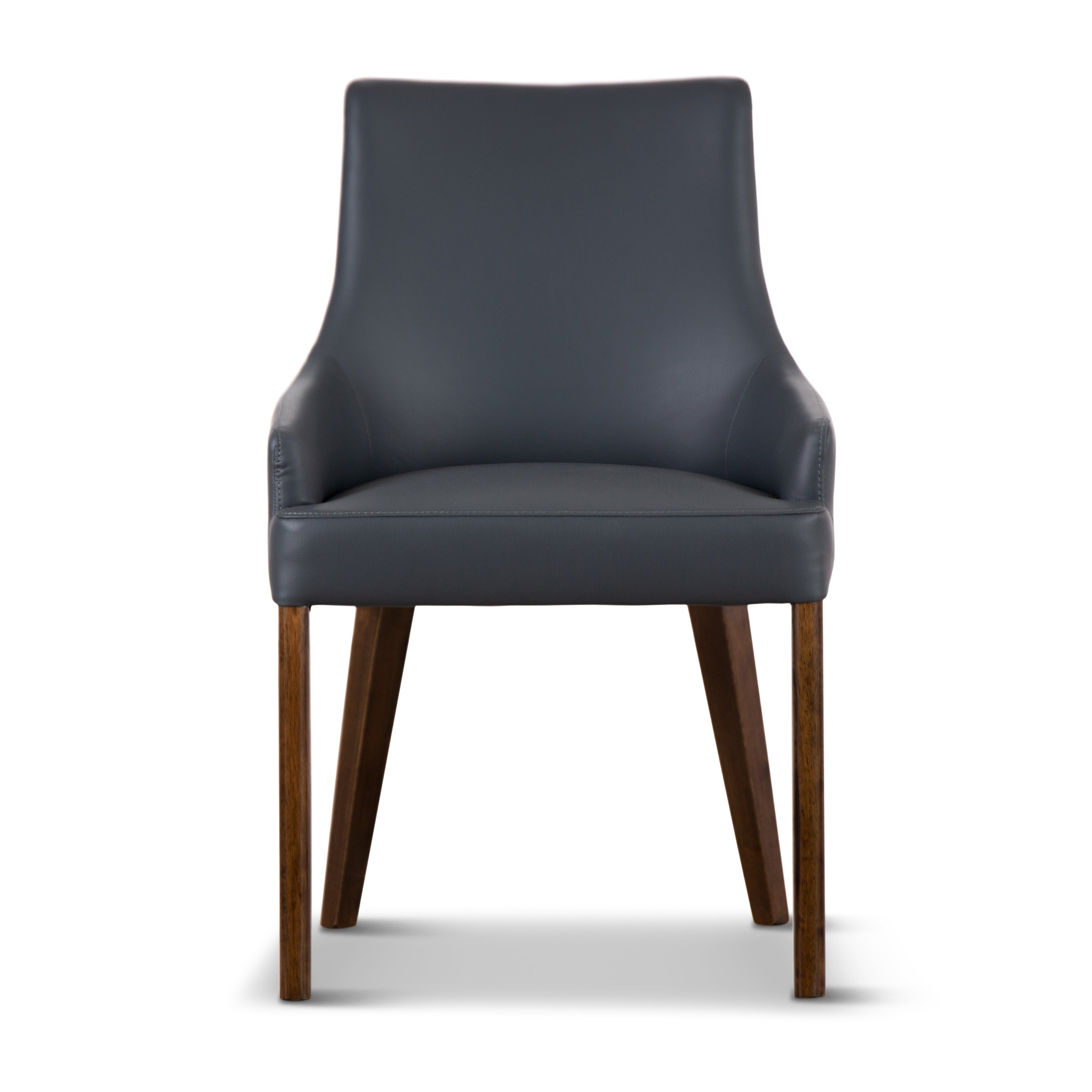 Set of 4 PU Leather Solid Acacia Wood Furniture Dark Grey