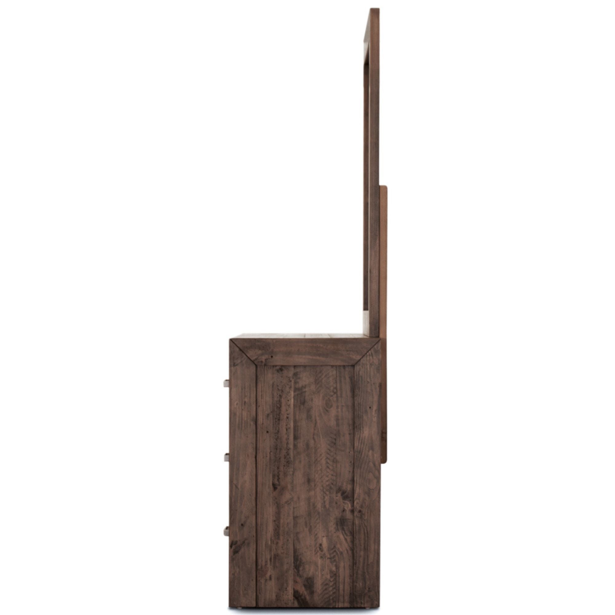 Dresser Mirror 6 Chest of Drawers Tallboy Storage Cabinet - Grey Stone