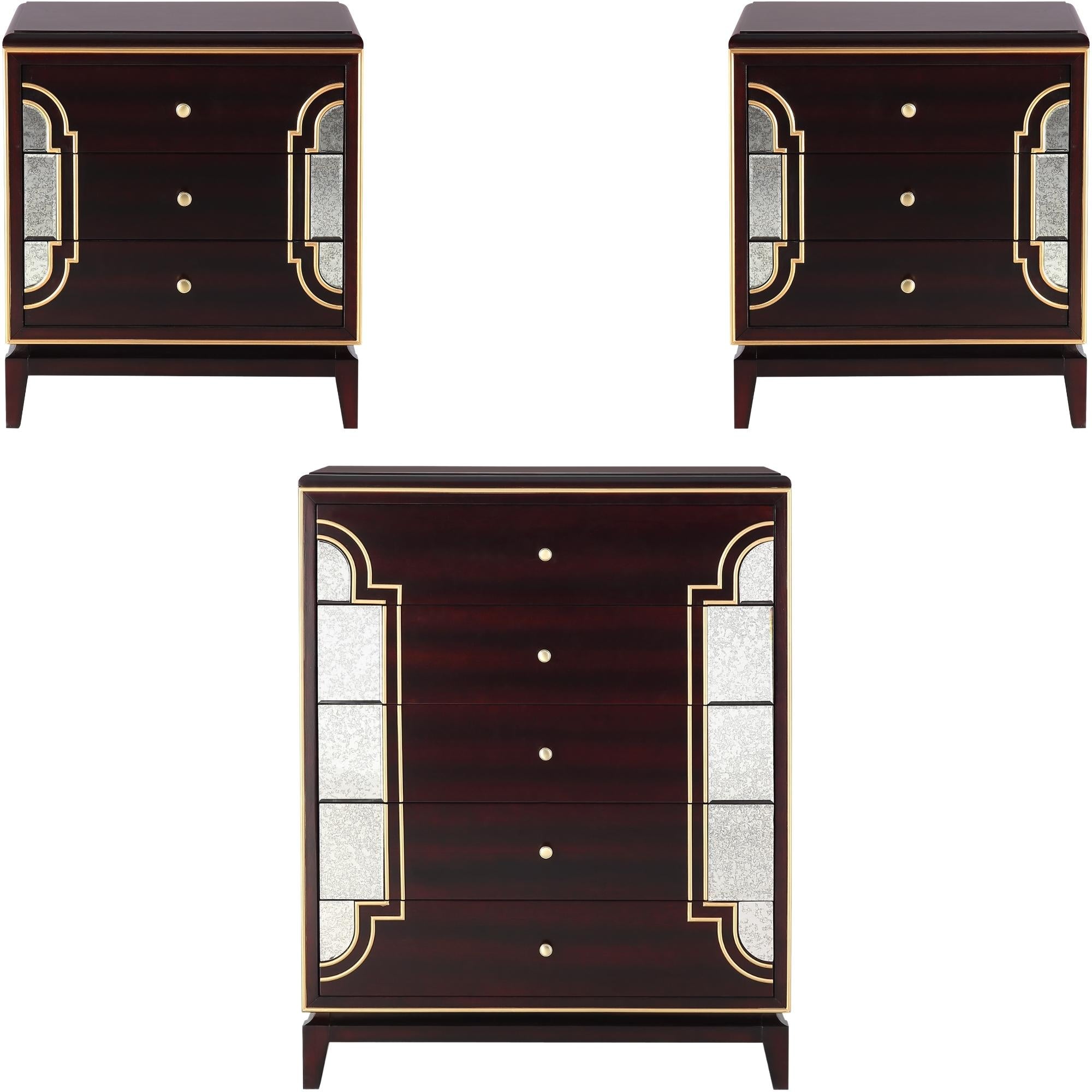 2pc Bedside Table Tallboy Solid Wood Chest of Drawers Nightstand
